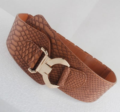 Croc-look Stretch Belt Fits 30"-38" Black or Tan