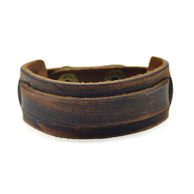 Norse Braid Retro Wide Genuine Leather Cuff Bracelet Braid 10.6 Inches Adjustable Unisex