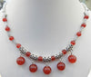 Viking Vintage Natural Red Chalcedony Drop Beads & Silver 18 Inch Necklace