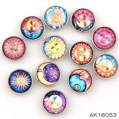 Sol Sun Leo 12 pcs Quality 18mm Mixed Snaps Buttons for Snap Button Jewelry