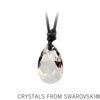 Vintage Teardrop Austrian Crystal Pendant 6 Colors 23" Cord Necklace Unisex
