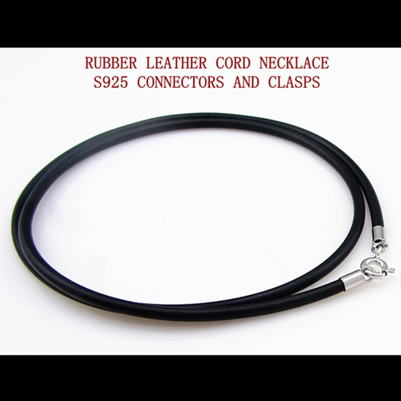 3mm Black Leather Cord Chain & Sterling Silver Clasp Necklace, 20