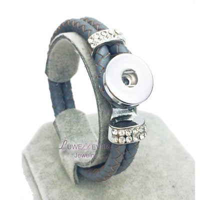 Snap Button 12 Colors Leather Braided Bracelet 18 mm Snap Button Jewelry Unisex