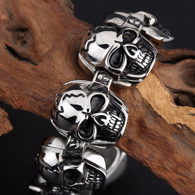 Norse Skulls Stainless Steel Bold Bracelet Unique