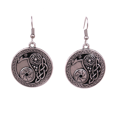 Norse Symbols & Knots Antiqued Silver-Tone Viking Zinc Drop Earrings Unisex