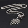 Viking Bear Claw Silver Zinc Pendant with 20" Wheat Chain Necklace Men