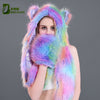 Cute Aurora Borealis Colorful Faux Fur Long Hood Hat