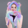 Cute Aurora Borealis Colorful Faux Fur Long Hood Hat