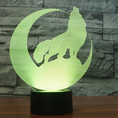 Viking 3D Wolf & Moon LED Lamp Changes 7 Colors USB (No Battery Required) Home Decor