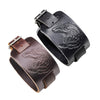 Wolf Black or Brown Leather Bracelet 11"- 10 Adjustments Unisex