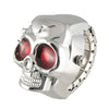 Skull Silver Stainless Watch & Ring Red Eyes Stretch Band Quartz Ring Watch Unisex