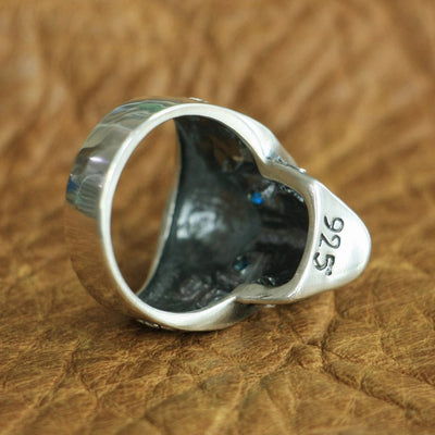 Ivar The Boneless Blue Eyes CZ Sterling Silver Skull Ring High Details Size 7-15 Unisex