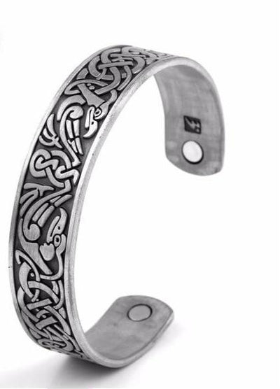 Viking/Norse Dragon Magnetic Cuff Adjustable Bangle Gold-Tone Bracelet Health Unisex