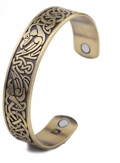 Viking/Norse Dragon Magnetic Cuff Adjustable Bangle Gold-Tone Bracelet Health Unisex