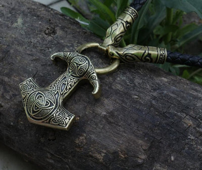 Norse Viking Thor's Hammer Mjolnir Pendant Zinc Wolf Necklace 4 Colors