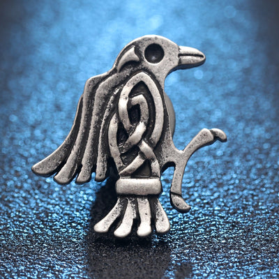 Odin's Raven Brooch 1" Pin Silver Zinc Unisex