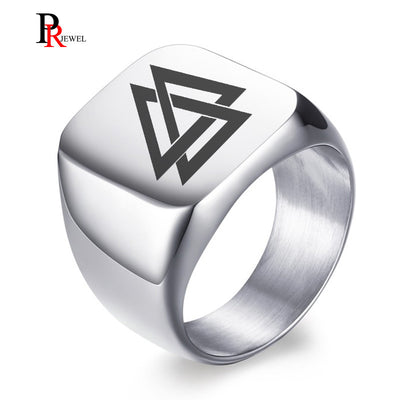 Viking Symbols 4 Designs Polished Stainless Steel Black/Silver/Gold 7-12 Ring Unisex