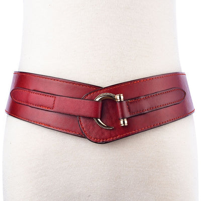 Quality Wide Retro Leather Belts 3 Colors Fits Waist 29-35 Inches Belt for Women