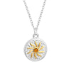 Norse Sol Silver or Gold Zinc Pendant w/ Golden CZ 18" Chain Necklace Unisex