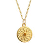 Norse Sol Silver or Gold Zinc Pendant w/ Golden CZ 18" Chain Necklace Unisex