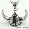 Viking Horned Helmet Stainless Steel Silver Pendant 24" Necklace Unisex