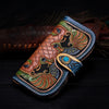 Vintage Floral Handcrafted Colorful Genuine Leather Organizer Wallet Women/Unisex
