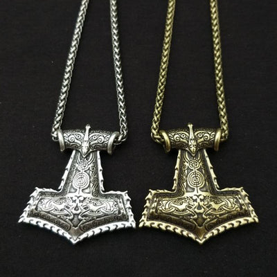 Bold Thor's Hammer Bronze or Silver Zinc Pendant Choice 18" Cord or Chain Necklace