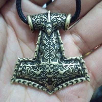 Bold Thor's Hammer Bronze or Silver Zinc Pendant Choice 18" Cord or Chain Necklace