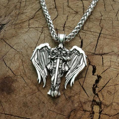 Valkyries of Fallen Warriors Silver-Tone Stainless Steel 22" Necklace Unisex