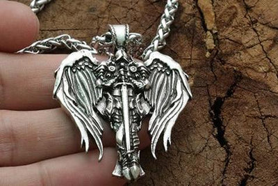 Valkyries of Fallen Warriors Silver-Tone Stainless Steel 22" Necklace Unisex