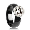 Tree of Life/ World Tree Black or White Ceramic Ring  CZ Stones SZ 6-9 Women Unisex