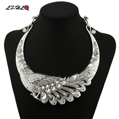 Retro Peacock Copenhagen 4 Colors Zinc Alloy Collar Necklace