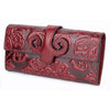 Premium Floral Embossed Leather Black Blue Red Green Purple Orange Long Wallets