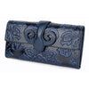 Premium Floral Embossed Leather Black Blue Red Green Purple Orange Long Wallets