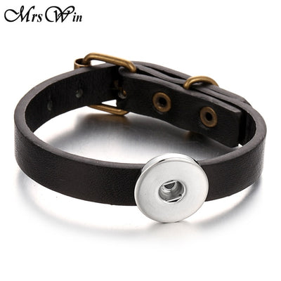 Leather Buckle Bracelet Snap Button Fits 7"-8 1/2" Uses 18mm Snap Buttons