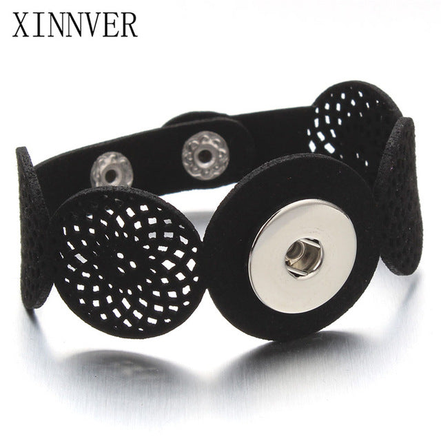 Vintage Design Leather Snap Button Bracelets 5 Colors Size 18mm Snap Buttons