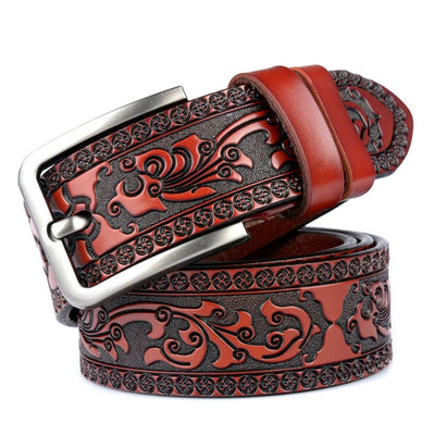Viking Art Tooled Leather Cordovan, Brown, Camel & Black Sizes 41"- 49" Belts