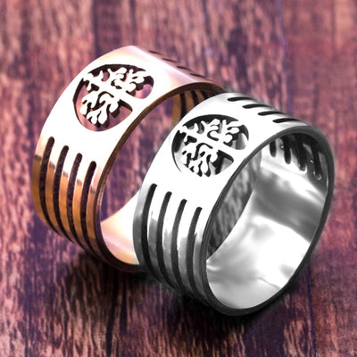 Norse World Tree 316 Stainless Steel Silver or Gold Size 7-11 Ring Unisex