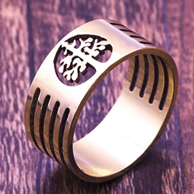 Norse World Tree 316 Stainless Steel Silver or Gold Size 7-11 Ring Unisex