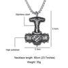 Thor's Hammer Silver-tone Pendants 24" Chain Stainless Steel Necklace Unisex