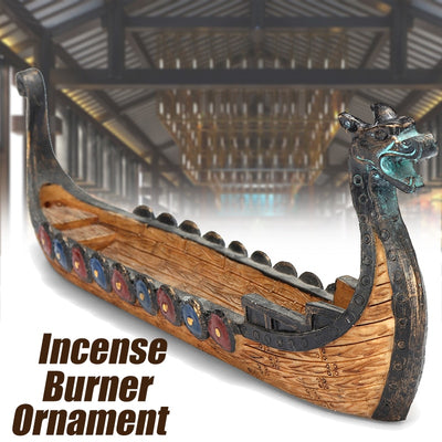 Viking Longboat Resin Incense Holder 9 x 4 inch For Home Decor