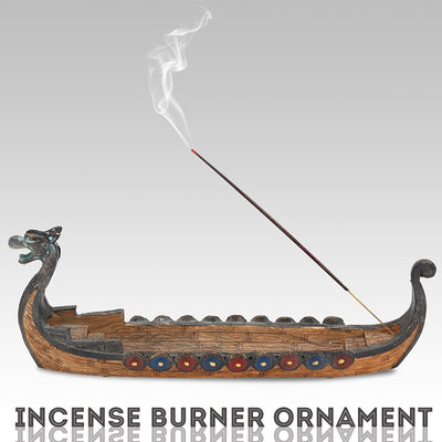 Viking Longboat Resin Incense Holder 9 x 4 inch For Home Decor