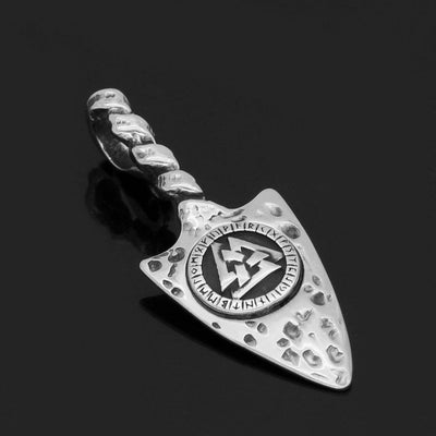 Valknut & Rune Silver Viking Pendant Stainless Steel 24" Necklace