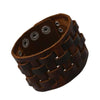 Cool Wide Woven Brown Leather 9 " Cuff Snap Bracelet Unisex