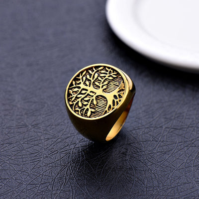 Viking World Tree Two-Tone, Silver or Gold Stainless Steel Ring Size 8-12