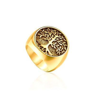 Viking World Tree Two-Tone, Silver or Gold Stainless Steel Ring Size 8-12