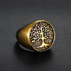 World Tree Silver or Gold Stainless Steel Ring 7-15 Unisex