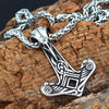 Sleek Raven Thor's Hammer Silver Stainless Steel Pendant or w/ 24" Necklace