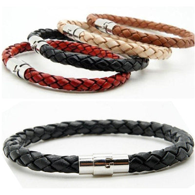 Braided Leather Bracelet 15 Colors Magnetic  Closure Unisex