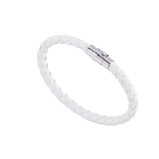 Tampa Bay Lightning Women's Logo Leather Single Braid Bracelet - White